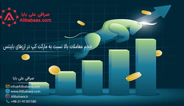 حجم معاملات بالا نسبت به مارکت کپ در ارزهای بایننس علی بابا 